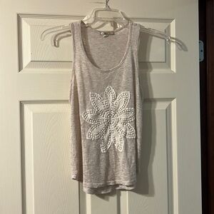 Urban Day Tan Crochet Floral Cropped Tank Top Small